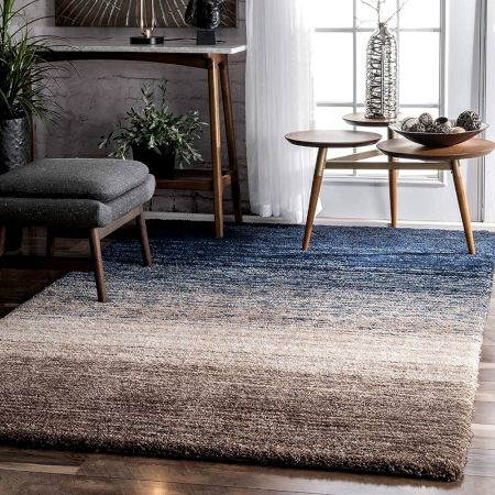 Handmade Navy Geometric Hall Rug